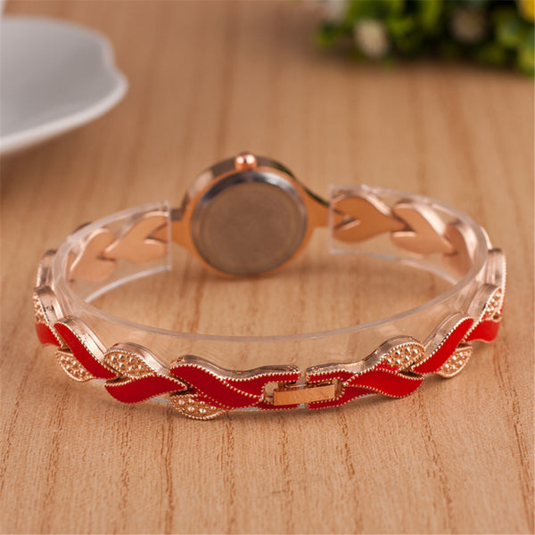 Leaf bracelet quartz wrist watch